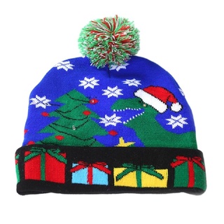 Christmas decorations adult children knitted Christmas hats Colorful glowing knitted hats high-end C