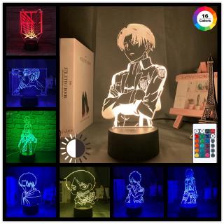 Acrylic Table Lamp Anime attack on Titan for Home Room Decor Light Cool Kid Child Gift Captain Levi Ackerman Figure Night Light