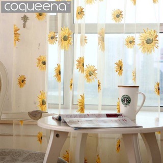 Sunflower Printed Window Door Sheer Curtain