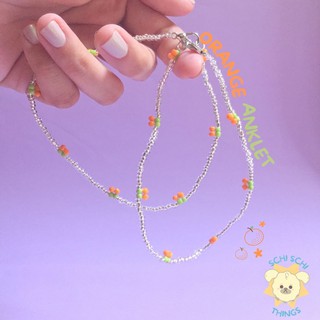 Orange Bead Anklet By SchiSchi Things