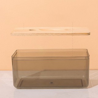 Tissue Holder Box Dispenser Storage Case Nordic Minimalist Transparent Wooden Bamboo Cover (2)