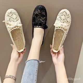 Cloth Shoes For Female Students Spring And Summer New Breathable Mesh Pumps Lace Hollow Out Soft Sol