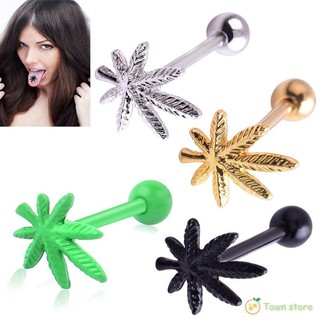 Stainless Steel Leaf Tongue Piercing Rings Tongue Ring Body