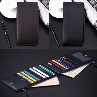 Men's Leather Folding Card Slot Below Cellphone Cash Bag Holder Wallet Organizer (1)