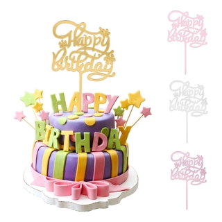Acrylic Happy Birthday Cake Topper Cupcake Dessert Decor Birthday Party Supplies