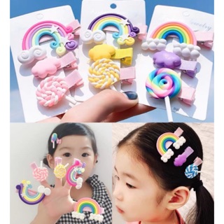 3in1 korean rainbow hair clip princess clouds sweet candy