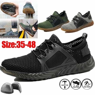 Men Women Outdoor Steel Toe Safety Shoes Puncture-Proof Work Safety Breathable Air Mesh Shoes