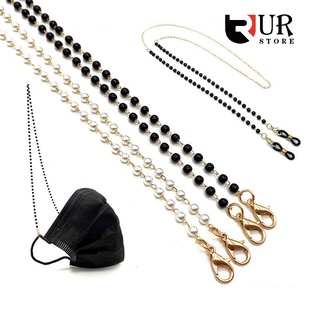 Fashion Face Mask Lanyard Pearl White Crystal Bead Holder Strap Black Glasses Necklace Chain Rope