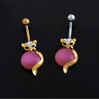 Dropping Fox Opal shape navel belly button ring piercing (3)