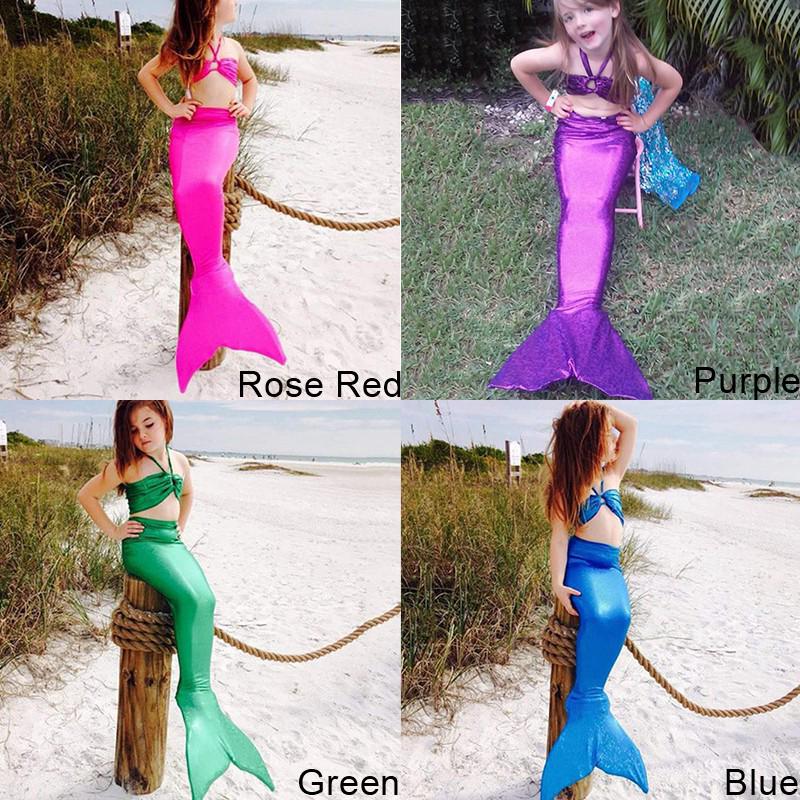 Girl Swimsuit Bikini Mermaid Tail for Kids 3Pcs Set Summer Beach (2)