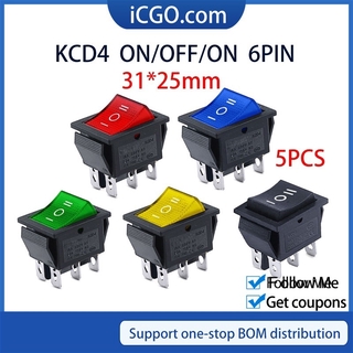5PCS KCD4 Rocker Switch Power Switch ON-OFF-ON 3 Position 6 Electrical equipment With Light Switch 16A 250VAC/ 20A 125VA