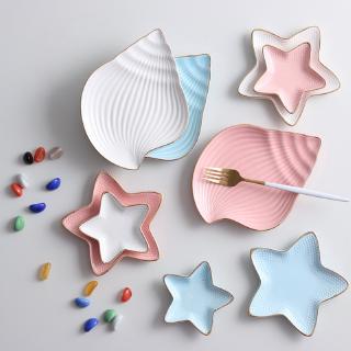 Ceramic Dinner Plate Irregular Starfish/Conch Dessert Fruit Snack Plate Cake Pastry Biscuit Tray Photo Props Decoration Plate