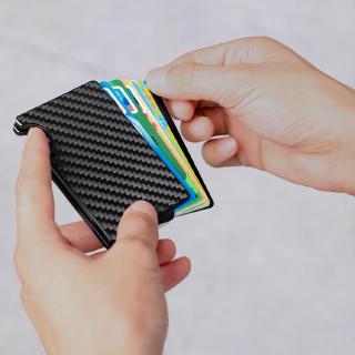 RFID Ridge Slim Black Carbon Fiber Credit Card Holder Metal Simple Wallet RFID Blocking Wallet Minimalist Wallets card Holders Clip
