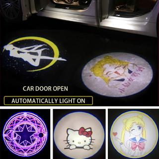 1PC Hello Kitty Sailor Moon Car Door Light LED Car Welcome Lamp Projector Light (1)