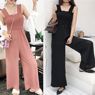 Summer Thin Wide Leg Strap Trousers Loose Jumpsuit200604