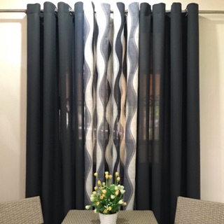 Spiral Gray Cotton Ring Curtains - Sold Per Piece