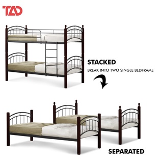 ❐▨▲TAD 208 Double Deck Bed Frame 36x36x75 Single Wooden Post Bed (CONVERTIBLE TO NORMAL BED)