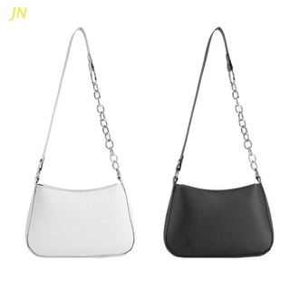 JN Female PU Leather Solid Color Chain Handbag Retro Casual Women Tote Shoulder Bag