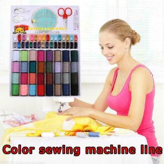FL 64 Rolls Sewing Machine Line Thread Spool Set Bobbin Cotton Reel Needle Tape Kit for Home