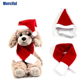 2pcs/set Cute Christmas Pet Clothes Red Scarf Hat Dog Cat Cloak Cats Costume