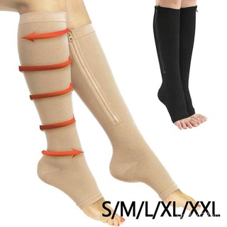 Compression Zip Socks Medical Compression Socks for Women And Men, Knee High Open Toe Firm Support G