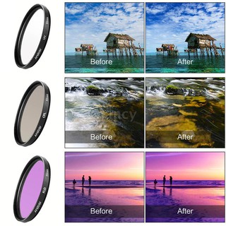 Andoer 55mm Filter Kit (UV+CPL+FLD) + Nylon Carry Pouch + Lens Cap + Lens Cap Holder + Lens Hood + L (1)