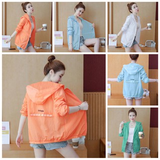 Sun protection clothing women's thin all-match hooded long-sleeved short jacket