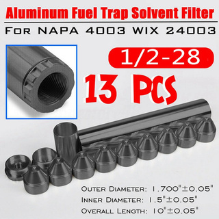 For Napa 4003 Wix 24003 13Pcs 1/2-28 Aluminum Fuel Filter Black