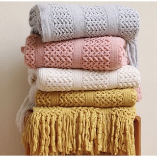 SALE!!! NEW Nordic Woven Knitted with Tassel Knit Throw Blanket