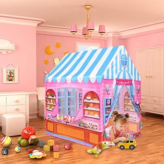 Candy House Play Tent for Kids with Box Bakery Shop Foldable Kids Play House Tent