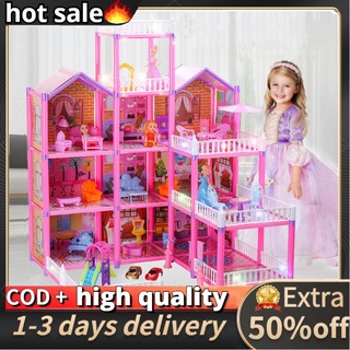 Girls Toys Doll House For Girls DIY Barbie Princess Villa House Play House Toys Baby Doll Gift