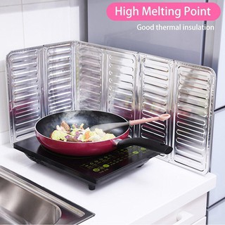 Kitchen Cooking Frying Pan Oil Splash Guard Gas Stove Scald Proof Cover Board Silver