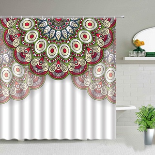 India Morocco Ethnic Decor Shower Curtain Bohemian Geometric Mandala Flower Pattern Waterproof Cloth