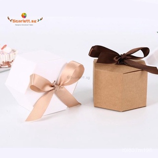 50pcs/pack (8.5X5.5X7.5CM) Kraft Paper Hexagon Cardboard Box Candy Box DIY Biscuit Favor Gifts Boxes