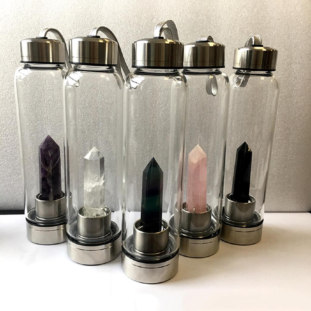 Natural Quartz Crystal Water Bottle Gemstone Point With (1)
