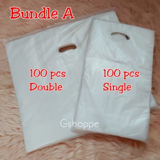 (BUNDLE A) Milktea Takeout Bags / Plastic Takeout Bags - (100 pcs SINGLE & 100 pcs DOUBLE)