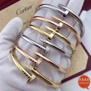 [AAAA] 100% Stainless Steel 18k Gold Cartier Nail Bangle No Stoen And With Stone