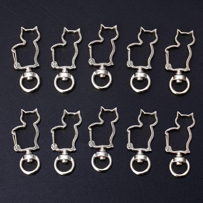 ✿INF✿10Pcs Cat Metal Swivel Clasps Lobster Snap Clasp Hook Keychain Jewelry Making (8)