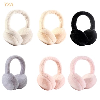 YXA Women Men Winter Warm Cute Faux Furry Earmuffs Headband Outdoor Windproof Solid Color Foldable Fluffy Ear Covers Warmers