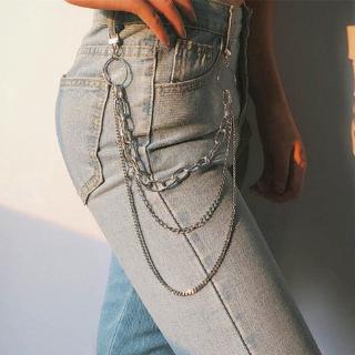Metal Pants Chain Punk Style Key Chain Three-layer Waist Chain Gold Silver Bag Chain Hip-hop Nightclub Wild Pants Chain Personalized Clothing Accessories (1)