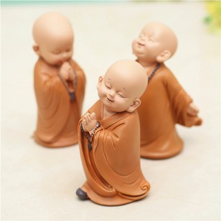 IB S/L Size 1PC Chinese Resin Hand-carved Buddha Statue Cute Monk Figure Ornament Kung Fu Kongfu Dol