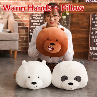Lovely We Bare Bears Pillow Soft Warmer Hand Warm Stuffed Plush Cushion l1ae