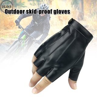 1 Pair PU Leather Half Finger Gloves Men Women Riding Outdoor Sports Hiking Yoga Gloves