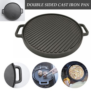 Double-Sided Dual purpose Pre-Seasoned Cast Iron Griddle and Grill Pan