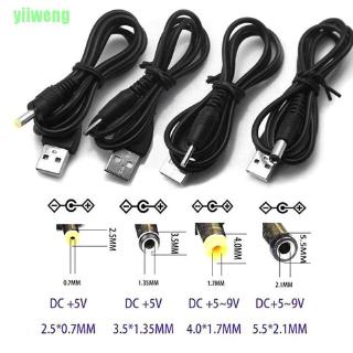 YW USB Port to 2.5 3.5 4.0 5.5mm 5V DC Barrel Jack Power Cable Cord Connector Black