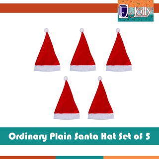 Ordinary Plain Santa Hat Set of 5