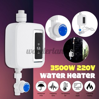 ▼3500W 220V 3s Instant Electric Tankless Hot Water Heater Shower Kitchen Bathing