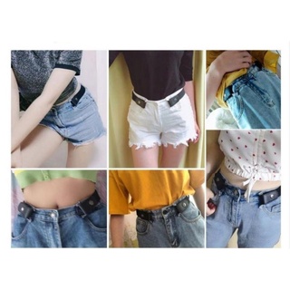 【Ready Stock】□New Korean Lazy Buckle-Free Jeans Belt Women Fashion All-Match Elastic Belt