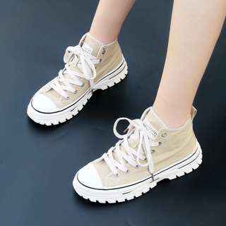 Classic all-match rubber high top women's student recreational sports canvas shoes size 35-40