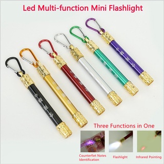 Licer Led Multi-function Mini Flashlight Counterfiet Notes Identification Infrared Pointing Illumination Three Functions in One Portable Flashlight